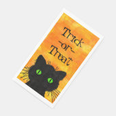 Peeking Black Cat Halloween Waterverf Design Servet (Hoek)