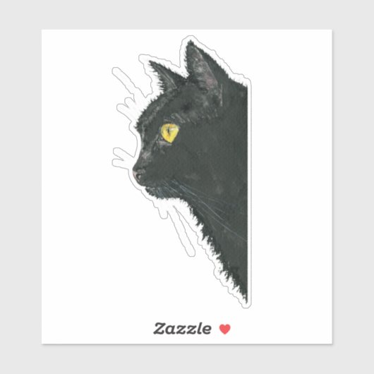 Peeking Black Cat Kat gezicht Sticker (Vel)