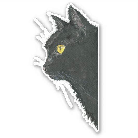 Peeking Black Cat Kat gezicht Sticker (Voorkant)