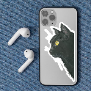 Peeking Black Cat Kat gezicht Sticker