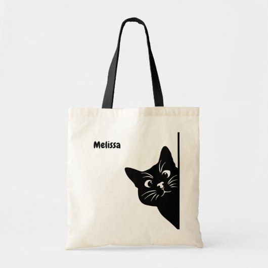 Peeking Black Cat Personalized Gift for Cat Lovers Tote Bag (Voorkant)
