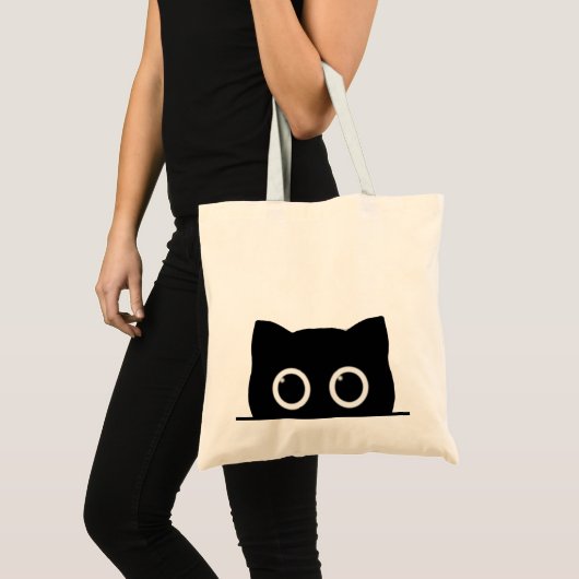 Peeking Black Cat Tote Bag (Voorkant (product))