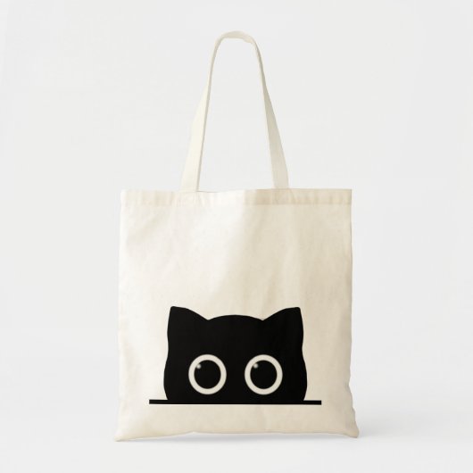 Peeking Black Cat Tote Bag (Voorkant)
