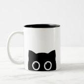 Peeking Black Cat Two-tone Mug Tweekleurige Koffiemok (Links)
