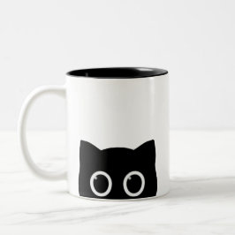 Peeking Black Cat Two-tone Mug Tweekleurige Koffiemok