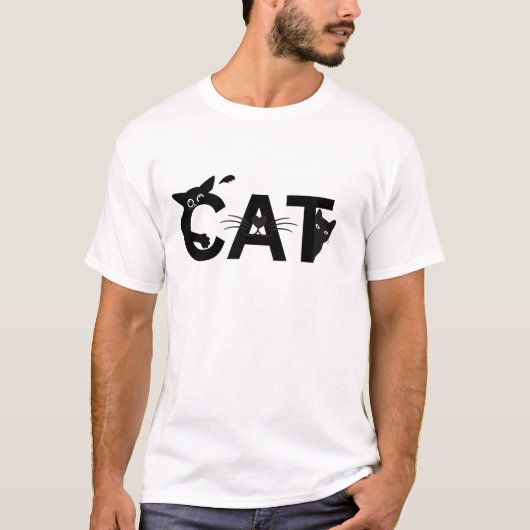 Peeking Black Cats - Schattigee minimalistische ka T-shirt (Voorkant)
