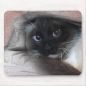 Peeking Blue Eyed Siamese Kitten Sketch Art Muismat (Voorkant)