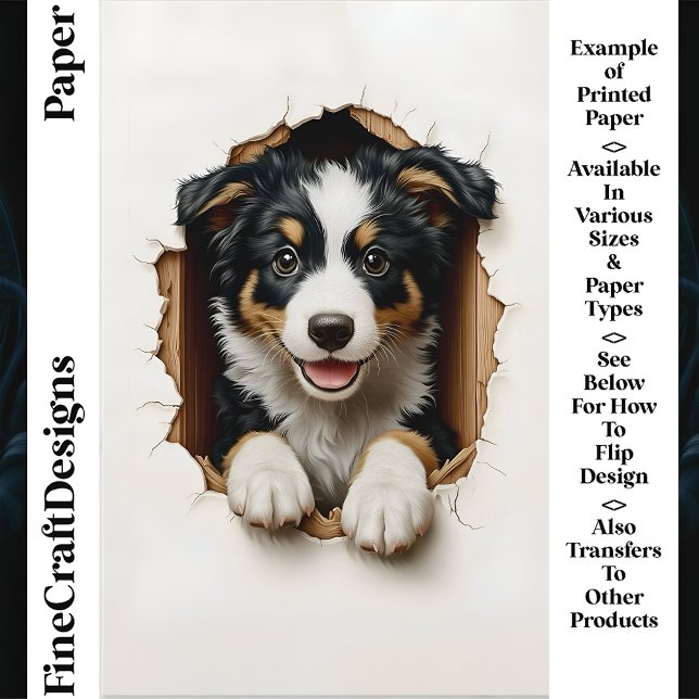Peeking Border Collie Dog Pup CN7 Scrapbook Papier (Creator heeft geüpload)