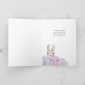 Peeking Bunny Floral Boeket Paas Kaart (Binnen)