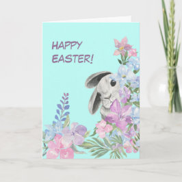 Peeking Bunny Floral Boeket Paas Kaart