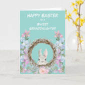 Peeking Bunny Krans Kleindochter Pasen Kaart (Gele Bloem)