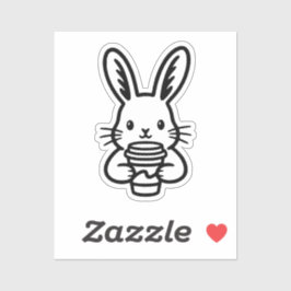 Peeking Bunny with Coffee Cup Sticker