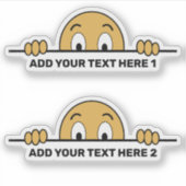 Peeking Cartoon gezicht aangepaste tekst contour c Sticker (Voorkant)