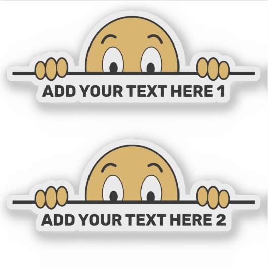 Peeking Cartoon gezicht aangepaste tekst contour c Sticker (Voorkant)