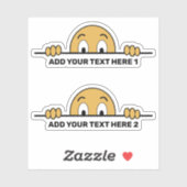Peeking Cartoon gezicht aangepaste tekst contour c Sticker (Vel)