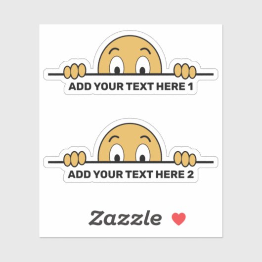 Peeking Cartoon gezicht aangepaste tekst contour c Sticker (Vel)