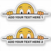 Peeking Cartoon gezicht aangepaste tekst contour g Sticker (Voorkant)