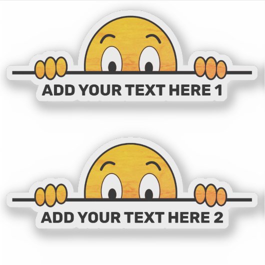 Peeking Cartoon gezicht aangepaste tekst contour g Sticker (Voorkant)