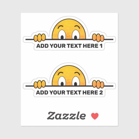 Peeking Cartoon gezicht aangepaste tekst contour g Sticker (Vel)