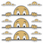 Peeking Cartoon Gezicht Contour Cut Sticker (Voorkant)