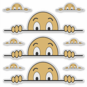 Peeking Cartoon Gezicht Contour Cut Sticker