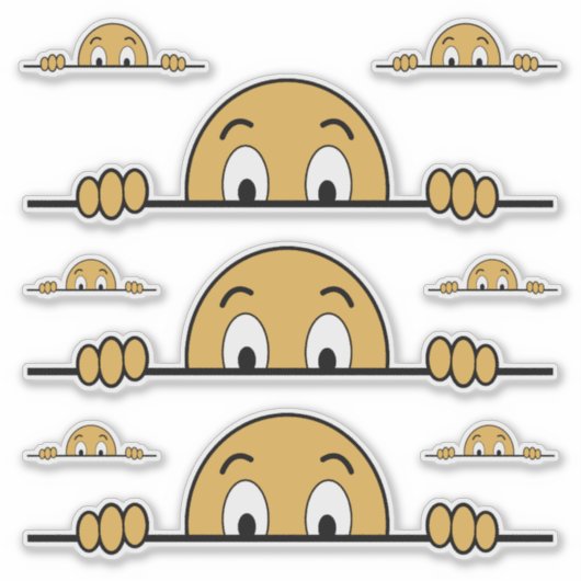 Peeking Cartoon Gezicht Contour Cut Sticker (Voorkant)