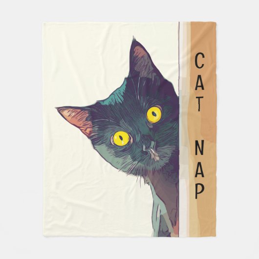 Peeking Cat Design Fleece Deken (Voorkant)