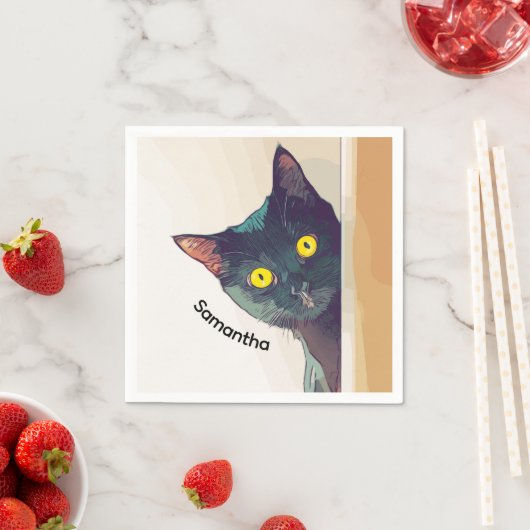 Peeking Cat Design Papier Servet (Insitu)