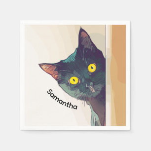 Peeking Cat Design Papier Servet