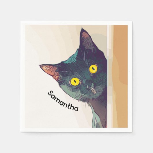 Peeking Cat Design Papier Servet (Voorkant)