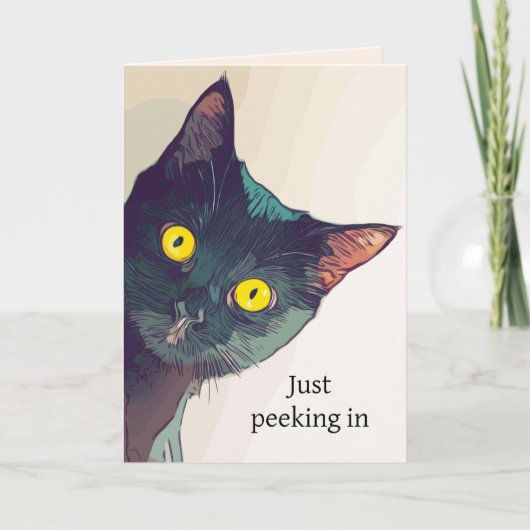 Peeking Cat Design Wenskaart Feestdagen Kaart (Voorkant)