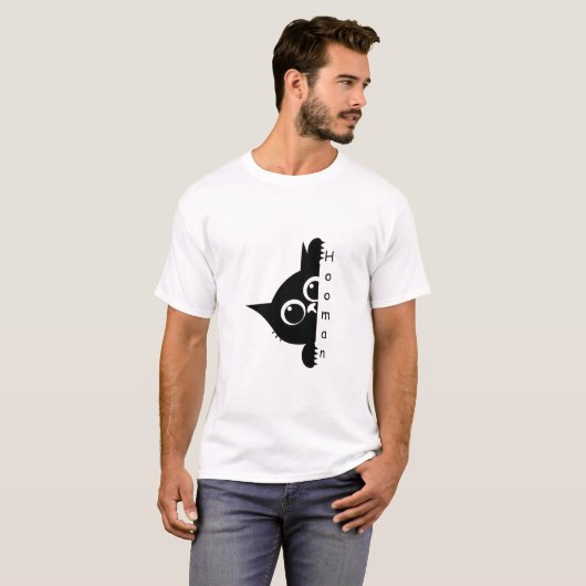 Peeking Cat Hooman T-shirt (Voorkant volledig)