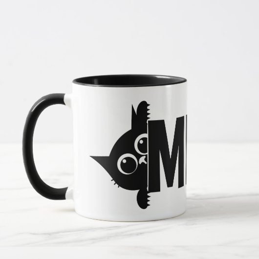 Peeking Cat Meow Design Coffee Mug Mok (Links)