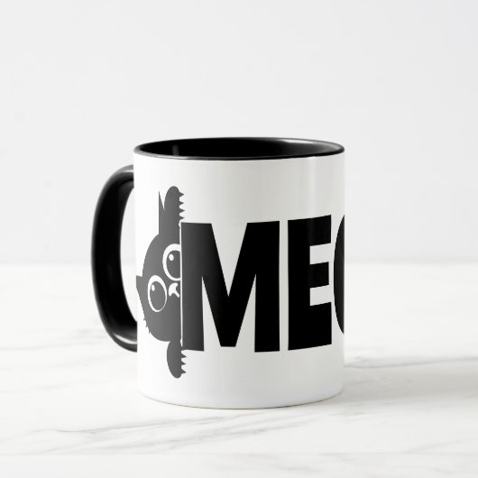Peeking Cat Meow Design Coffee Mug Mok (Voorkant links)