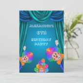 Peeking Clowns Boy's 6e verjaardag dubbelzijdig Kaart (Staand voorkant)