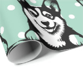 Peeking Corgi Green gepersonaliseerd thema Cadeaupapier (Rol Hoek)