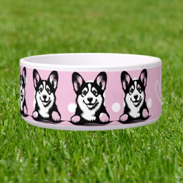 Peeking Corgi Pas roze thema aan Voerbakje