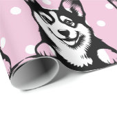 Peeking Corgi Pink Gepersonaliseerd thema Cadeaupapier (Rol Hoek)
