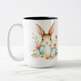 Peeking Easter Bunny Tweekleurige Koffiemok