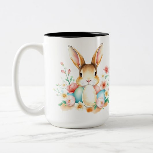 Peeking Easter Bunny Tweekleurige Koffiemok (Links)