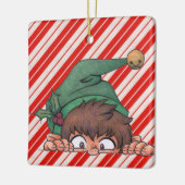 Peeking Elf Christmas Keramisch Ornament (Links)