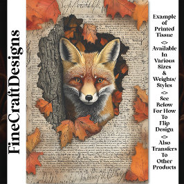 Peeking Fox Autumn Leaves Ephemera BK4 Decoupage Tissuepapier