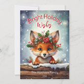 Peeking Fox Bright Wenst Snowy Winter Wonderland Feestdagenkaart (Voorkant)