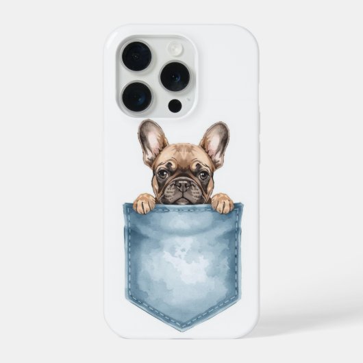 Peeking French Bulldog Pocket Phone Case iPhone Hoesje (Achterkant)
