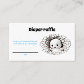 Peeking Ghost Blue Baby shower Luier Raffle Kaart (Voorkant)