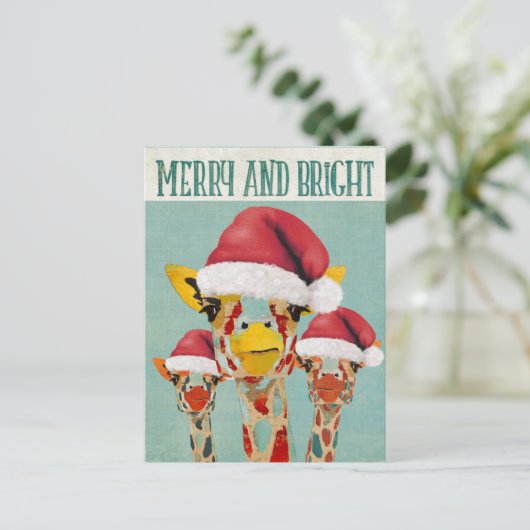 Peeking Giraffes Kerst Briefkaart (Staand voorkant)