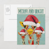 Peeking Giraffes Kerst Briefkaart (Voorkant / Achterkant)