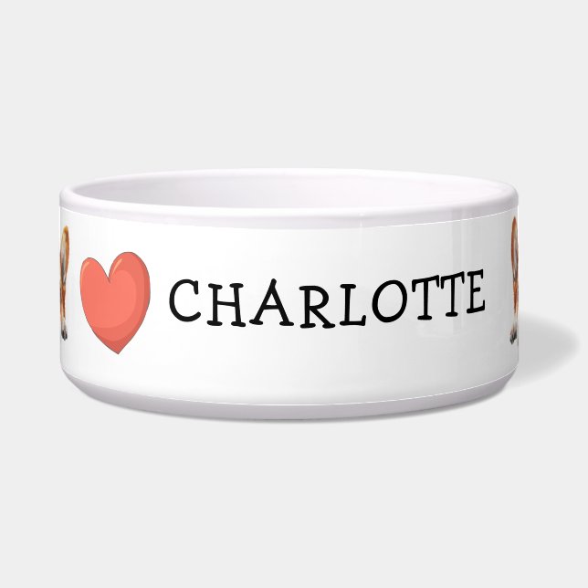 Peeking Gold Corgi thema aanpassen Voerbakje (Voorkant)