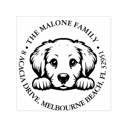 Peeking Golden Retriever gepersonaliseerd thema Zelfinktende Stempel (Design)