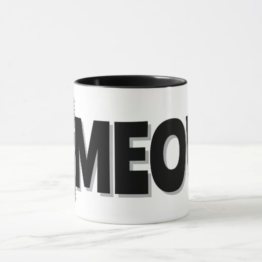 Peeking Gray Cat Meow Design Coffee Mug Mok (Midden)